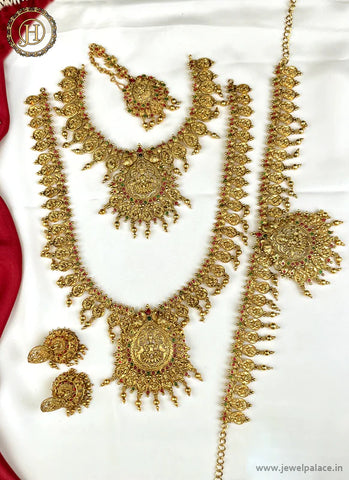 Latest Gold Plated Grand Semi Bridal Jewellery Set JH2453