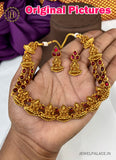 Beautiful Gold Plated Kemp Stone Necklace Set With Earrings JH2459