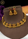 Beautiful Gold Plated Kemp Stone Necklace Set With Earrings JH2459