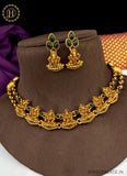 Beautiful Gold Plated Kemp Stone Necklace Set With Earrings JH2459