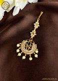 Gold Plated Kemp Stone Embellished Floral Design Maang Tika JH2531