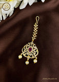 Gold Plated Kemp Stone Embellished Floral Design Maang Tika JH2537