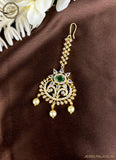 Gold Plated Kemp Stone Embellished Floral Design Maang Tika JH2539