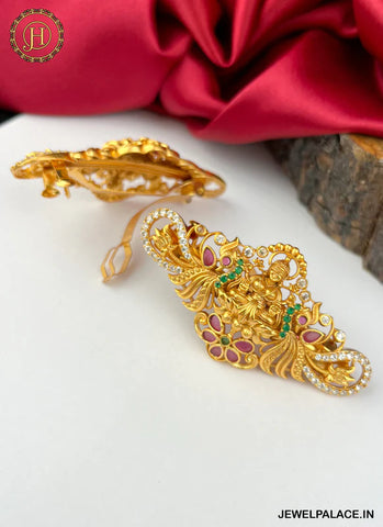 Beautiful Gold Plated Kemp Stone Premium Quality Hair Clip JH2567