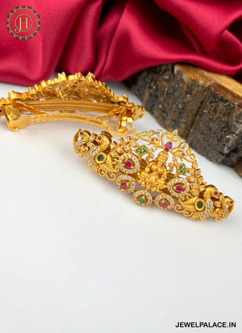 Beautiful Gold Plated Kemp Stone Premium Quality Hair Clip JH2577