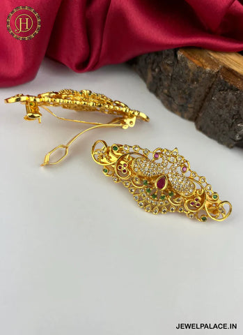 Beautiful Gold Plated Kemp Stone Premium Quality Hair Clip JH2579