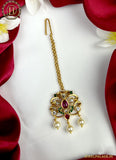 Exclusive Gold Plated Kemp Stone Maang Tikka JH2592