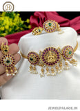 Premium Quality AD Stone Studded Designer Short Necklace set JH2614