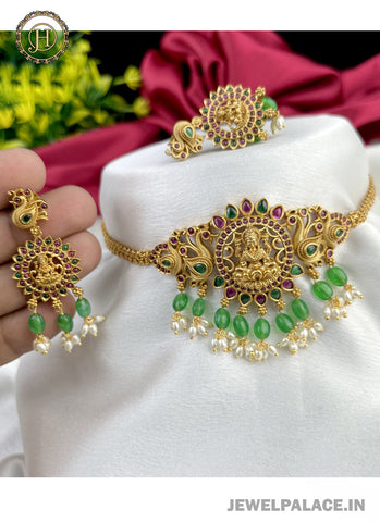 Premium Quality AD Stone Studded Designer Short Necklace set JH2616