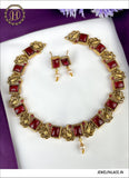 Attractive Gold Plated Kemp Stone Matte Necklace With Matching Earrings JH2624