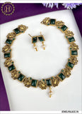 Attractive Gold Plated Kemp Stone Matte Necklace With Matching Earrings JH2624