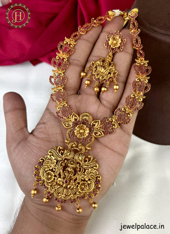 Beautiful Gold Plated Kemp Stone Short Necklace Set JH2681