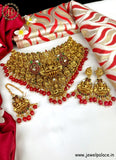 Elegant Gold Plated Temple Choker Set With Earrings JH2699