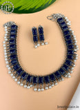 Traditional Oxidised German Silver Necklace With Earrings JH2792