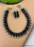Traditional Oxidised German Silver Necklace With Earrings JH2792
