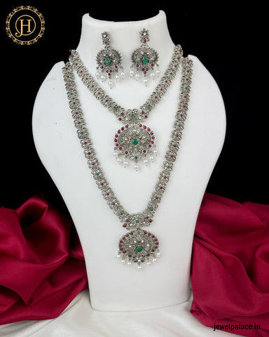 Elegant Oxidised Combo Necklace And Haram Set JH3128