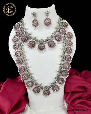 Elegant Oxidised Combo Necklace And Haram Set JH3132
