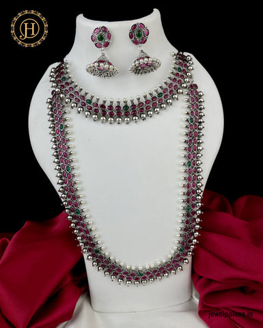 Elegant Oxidised Combo Necklace And Haram Set JH3133