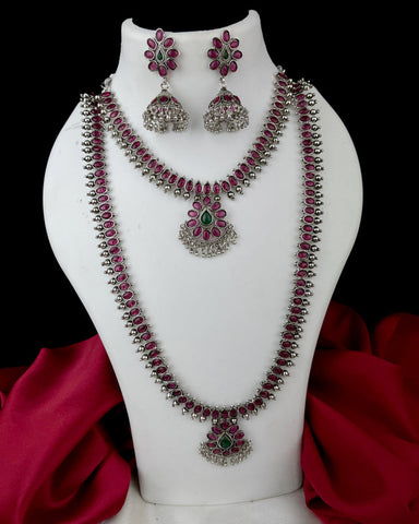 Elegant Oxidised Combo Necklace And Haram Set JH3136