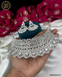 Dazzling Alloy Silver Plated CZ Stone Choker Necklace JH3138