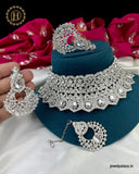 Dazzling Alloy Silver Plated CZ Stone Choker Necklace JH3138