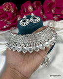 Dazzling Alloy Silver Plated CZ Stone Choker Necklace JH3139