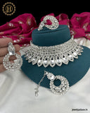 Dazzling Alloy Silver Plated CZ Stone Choker Necklace JH3139