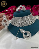 Dazzling Alloy Silver Plated CZ Stone Choker Necklace JH3140