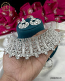 Dazzling Alloy Silver Plated CZ Stone Choker Necklace JH3143