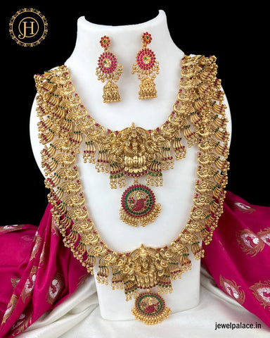 Antique Gold Finish Combo Necklace And Haram JH3150