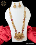 Antique Gold Finish Long Haram With Matching Earrings  JH3151