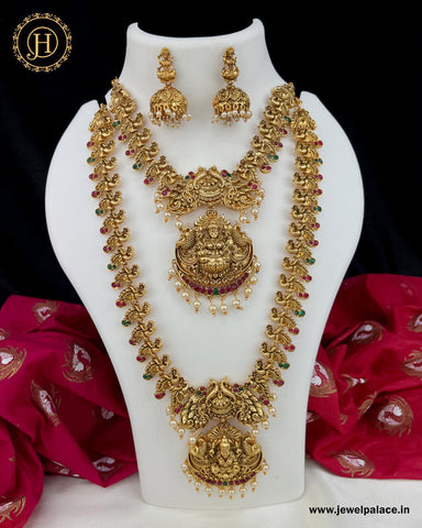 Elegant Gold Plated Matte Finish jewellery set combo lowest price With Matching Earrings Design JH3213
