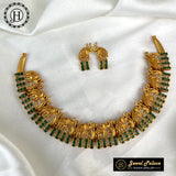 Beautiful Matte Finish Real Kemp Stone Necklace With Earrings JH326
