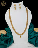 Antique Gold Finish Long Haram With Matching Earrings  JH3305