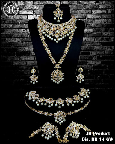 Silver Plated Beautiful CZ Stone Bridal Jewellery Set JH3437