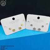 Imported  Brass Stud Earring Combo of 3 Pairs JH3457