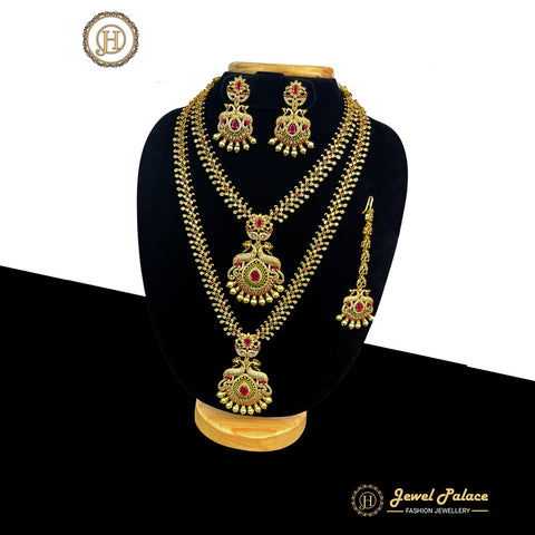 Premium Quality Beautiful AD Stone Combo Haram Set With Earrings  JH352