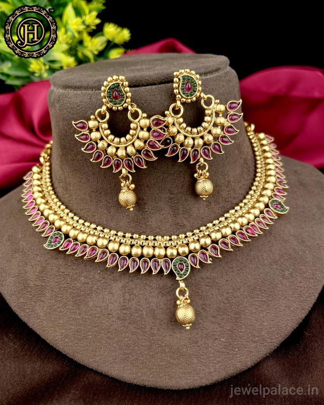 Unique Gold Plated Kemp Stone Necklace JH3556