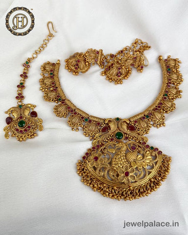 Gold Plated Brass With AD Stone Designer Necklace Set JH3615