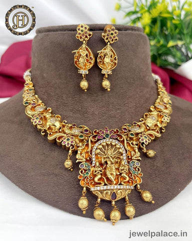 Gold Plated Premium Quality Temple Necklace JH3620