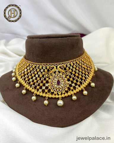Gold Plated AD Stone Premium Choker Set JH3636