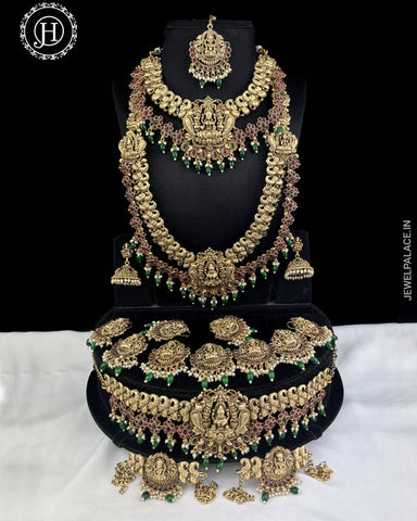 Latest Gold Plated Elegant South Indian Temple Design Bridal Jewellery Set JH3688