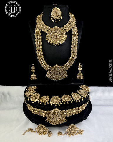 Latest Gold Plated Elegant South Indian Temple Design Bridal Jewellery Set JH3690