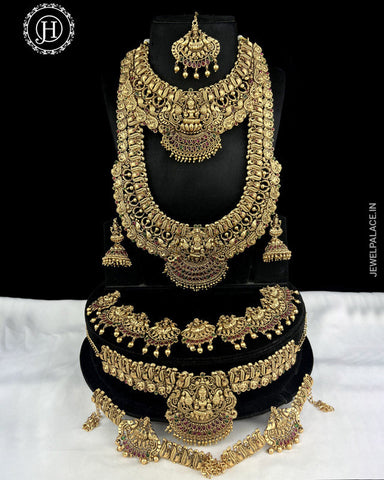 Latest Gold Plated Elegant South Indian Temple Design Bridal Jewellery Set JH3696