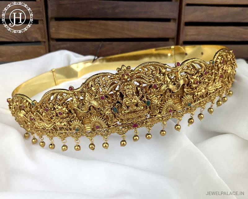 Beautiful Gold Plated Temple Design Vaddanam Hip Belt For Saree JH3704