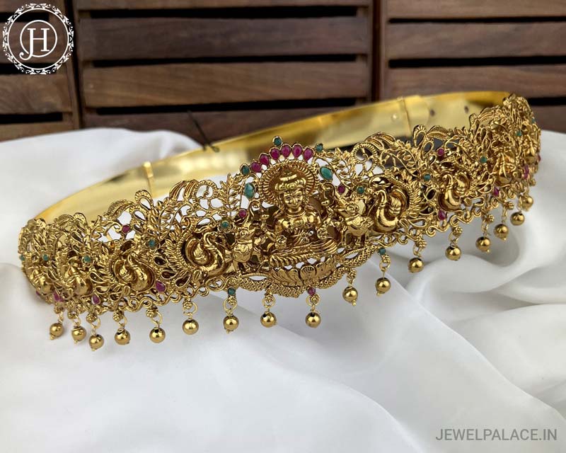 Beautiful Gold Plated Temple Design Vaddanam Hip Belt For Saree JH3705