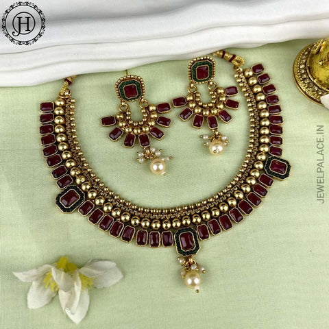 Exclusive Gold Plated Kemp Stone Necklace JH3771