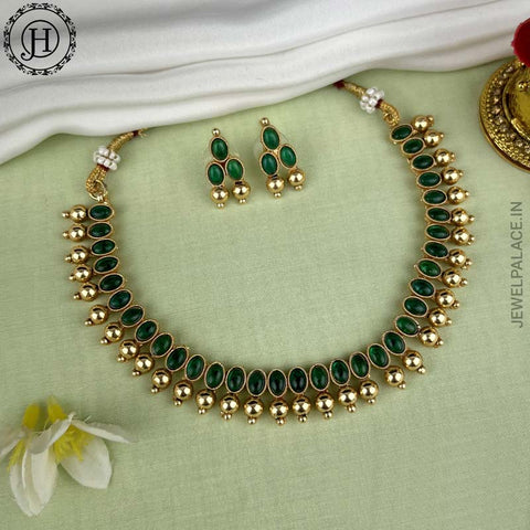 Exclusive Gold Plated Kemp Stone Necklace JH3772