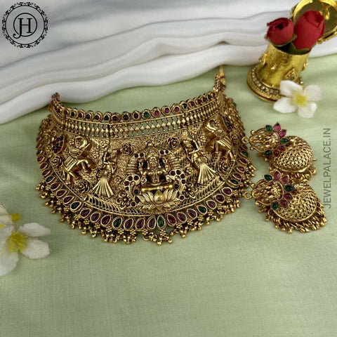 Beautiful Gold Plated Laxmi Design Choker  JH3779