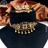 Gold Plated Kemp Stone Peacock Design Necklace JH3800